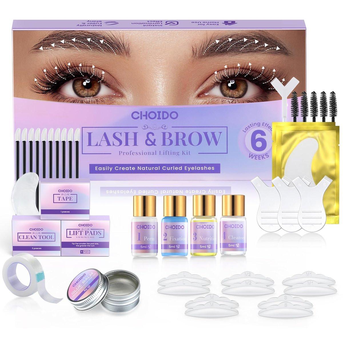Lash Lift Kit - Wimpernpermanent Kit - Augenbrauen Laminierung Kit, 2 in 1 Professionelles Wimpernwellen & Augenbrauen Lift Set, Einfach zu Hause oder im Salon, Hält 6-8 Wochen (Lila)