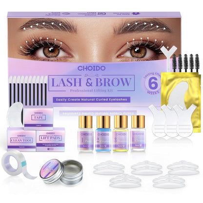 Lash Lift Kit - Wimpernpermanent Kit - Augenbrauen Laminierung Kit, 2 in 1 Professionelles Wimpernwellen & Augenbrauen Lift Set, Einfach zu Hause oder im Salon, Hält 6-8 Wochen (Lila)