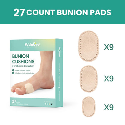 Welnove Ballenzehenpads zum Tragen mit Schuhen – 27 Stück Moleskin für die Füße – Ballenzehenkissen für Frauen und Männer, ganztägiger Komfort & Schutz, wasserresistent – Beige, Multigröße