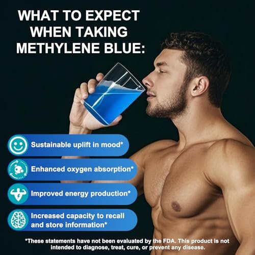 Methylenblau Pharmazeutische Qualität – Methylenblau Tropfen für Gehirngesundheit und Energieunterstützung, kein Formaldehyd, kein Alkohol, kein Gluten – 60 ml