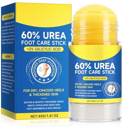 60% Urea mit 2% Salicylsäure Fußpflegestift – Fußcreme für trockene, rissige Füße, Knie, Ellbogen, Hände – Feuchtigkeitsspender & Hornhautentferner – 40 g