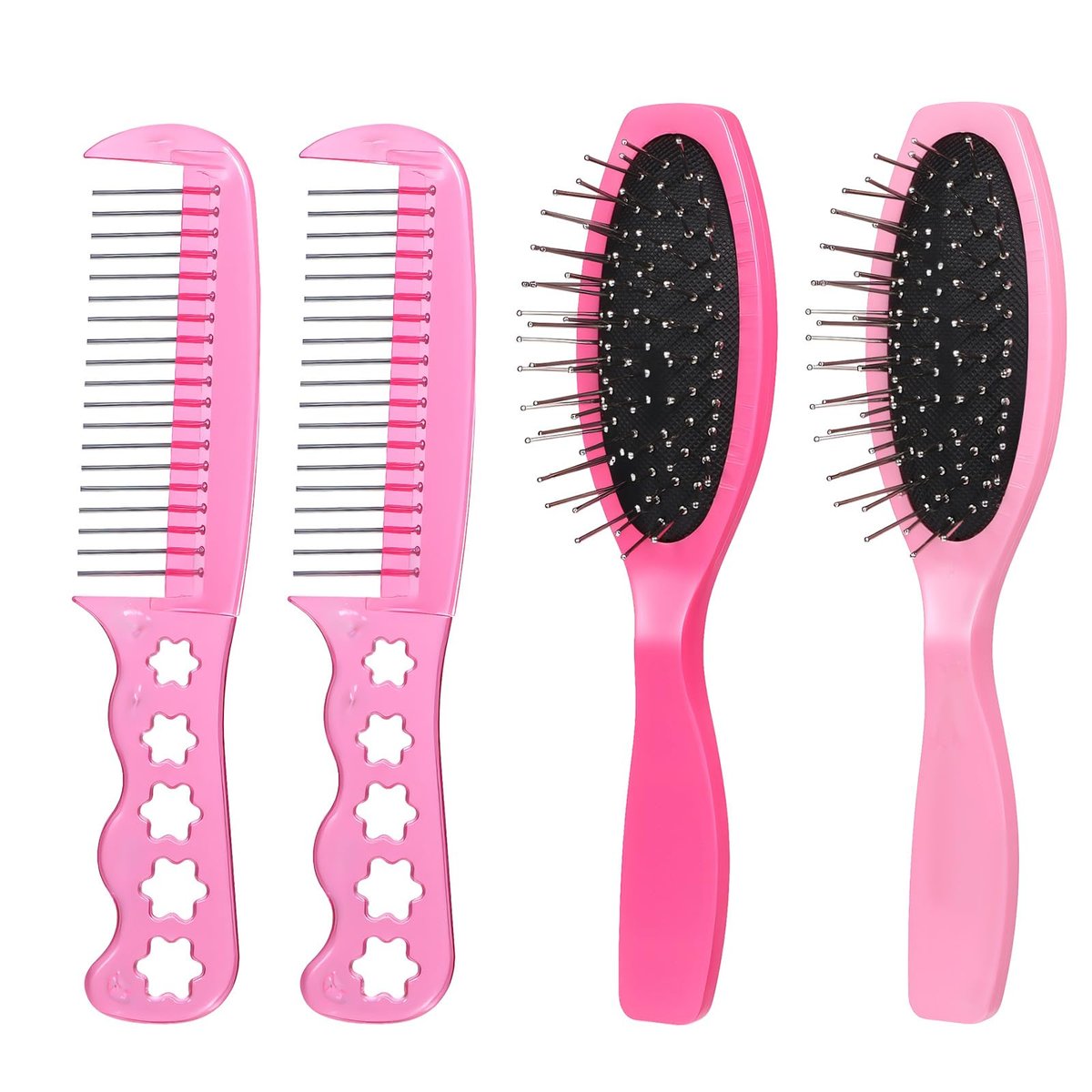 BOHUIZ 4er Set Mini Puppenbürsten für Kunsthaar, rosa Perückenkamm, tragbar für Puppen und Haarpflege (2 Stile)