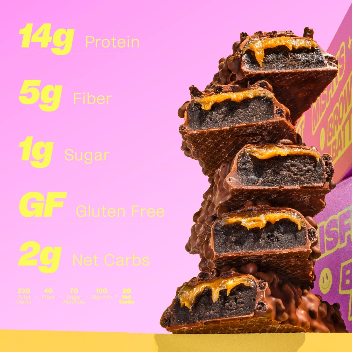 Misfits Vegan Protein Riegel - Schokoladiger Brownie-Teig | 14g Protein, 1g Zucker, pflanzlich, Low Carb, Non-GMO, glutenfrei | 12er Pack
