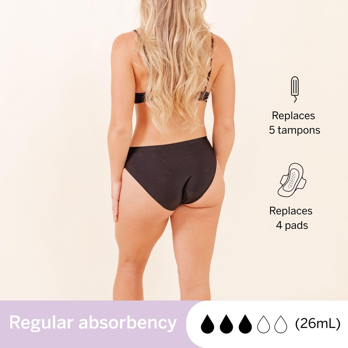 Pixie Bio-Baumwoll-Slip mit Gusset – Auslaufsichere Periodenunterwäsche mit BloatFit™ Technologie – Ultraweich, Schwarz