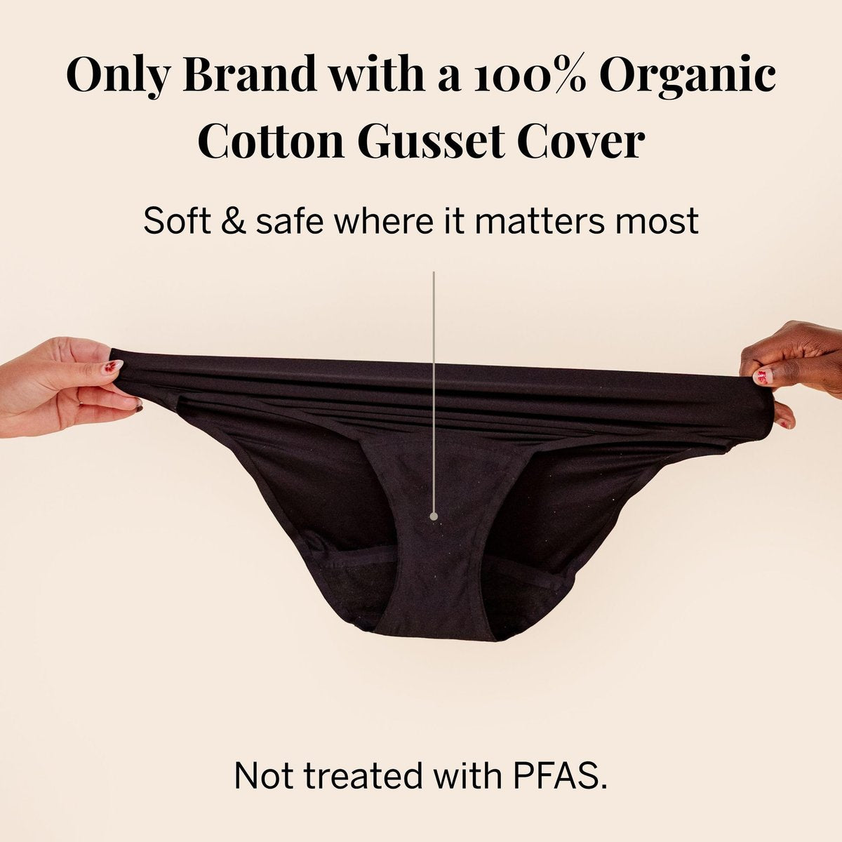 Pixie Bio-Baumwoll-Slip mit Gusset – Auslaufsichere Periodenunterwäsche mit BloatFit™ Technologie – Ultraweich, Schwarz