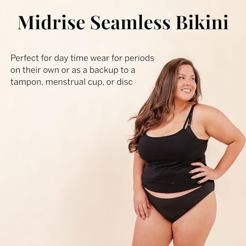 Pixie Bio-Baumwollzwickel Periodenunterwäsche – Auslaufsichere Damenhose mit BloatFit™ Technologie – Platz 1 für ultimative Weichheit (Schwarz, Large)