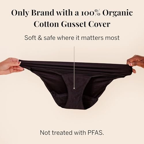Pixie Bio-Baumwoll-Slip mit Gusset – Auslaufsichere Periodenunterwäsche mit BloatFit™ Technologie – Ultraweich, Schwarz