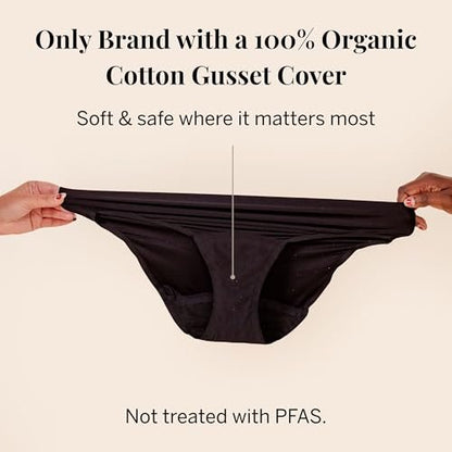 Pixie Bio-Baumwoll-Slip mit Gusset – Auslaufsichere Periodenunterwäsche mit BloatFit™ Technologie – Ultraweich, Schwarz