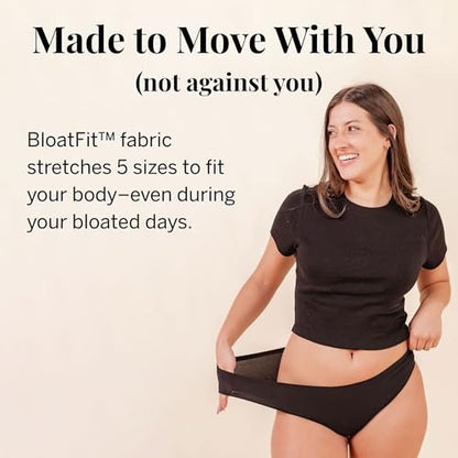 Pixie Bio-Baumwoll-Slip mit Gusset – Auslaufsichere Periodenunterwäsche mit BloatFit™ Technologie – Ultraweich, Schwarz
