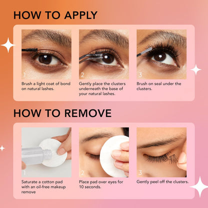 BeBlinky False Eyelashes, Wimpernverlängerungsset 08, 9mm-16mm, schmaler Band, einfach aufzutragen und zu entfernen, kein Schaden an natürlichen Wimpern, 120 Wimperncluster - voluminös