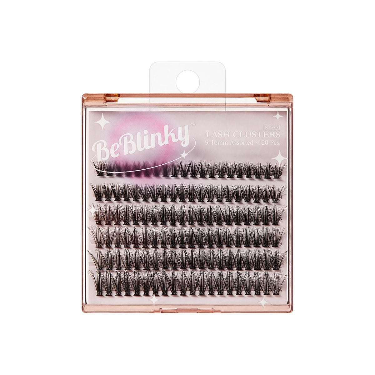 BeBlinky False Eyelashes, Wimpernverlängerungsset 08, 9mm-16mm, schmaler Band, einfach aufzutragen und zu entfernen, kein Schaden an natürlichen Wimpern, 120 Wimperncluster - voluminös