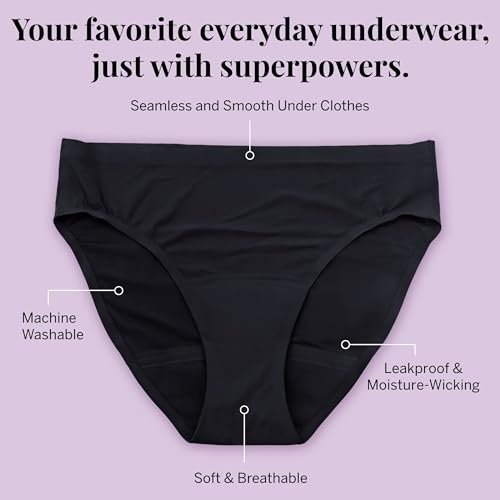 Pixie Bio-Baumwoll-Slip mit Gusset – Auslaufsichere Periodenunterwäsche mit BloatFit™ Technologie – Ultraweich, Schwarz