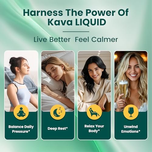 Liposomale Kava Kava Tropfen für Ruhe & Entspannung – Kava-Wurzel-Extrakt mit GABA, Ashwagandha & Magnesium – Unterstützt Stimmung & besseren Schlaf, schnell absorbierende vegane Kava-Liquid-Tropfen Zitrone 60 ml
