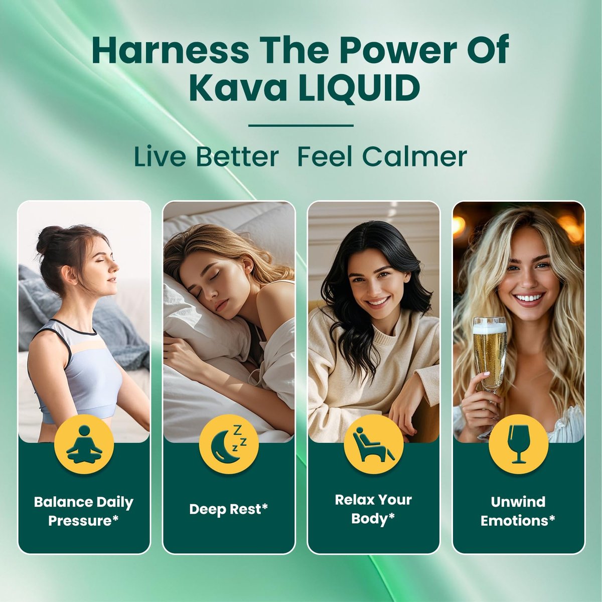 Liposomale Kava Kava Tropfen für Ruhe & Entspannung – Kava-Wurzel-Extrakt mit GABA, Ashwagandha & Magnesium – Unterstützt Stimmung & besseren Schlaf, schnell absorbierende vegane Kava-Liquid-Tropfen Zitrone 60 ml