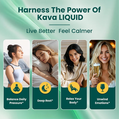 Liposomale Kava Kava Tropfen für Ruhe & Entspannung – Kava-Wurzel-Extrakt mit GABA, Ashwagandha & Magnesium – Unterstützt Stimmung & besseren Schlaf, schnell absorbierende vegane Kava-Liquid-Tropfen Zitrone 60 ml