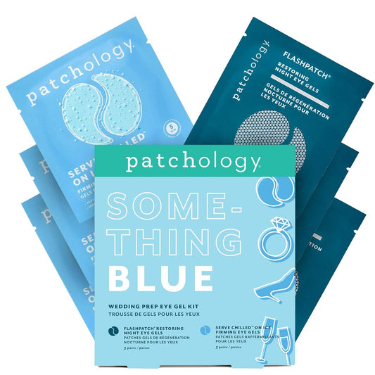 Patchology Bridal Shower Geschenkset – Something Blue Kühlende Augenpads für Bräute & Brautjungfern, Entschwellende & Festigende Gel-Masken mit Peptiden & Bakuchiol – Hochzeits-Hautpflege-Set