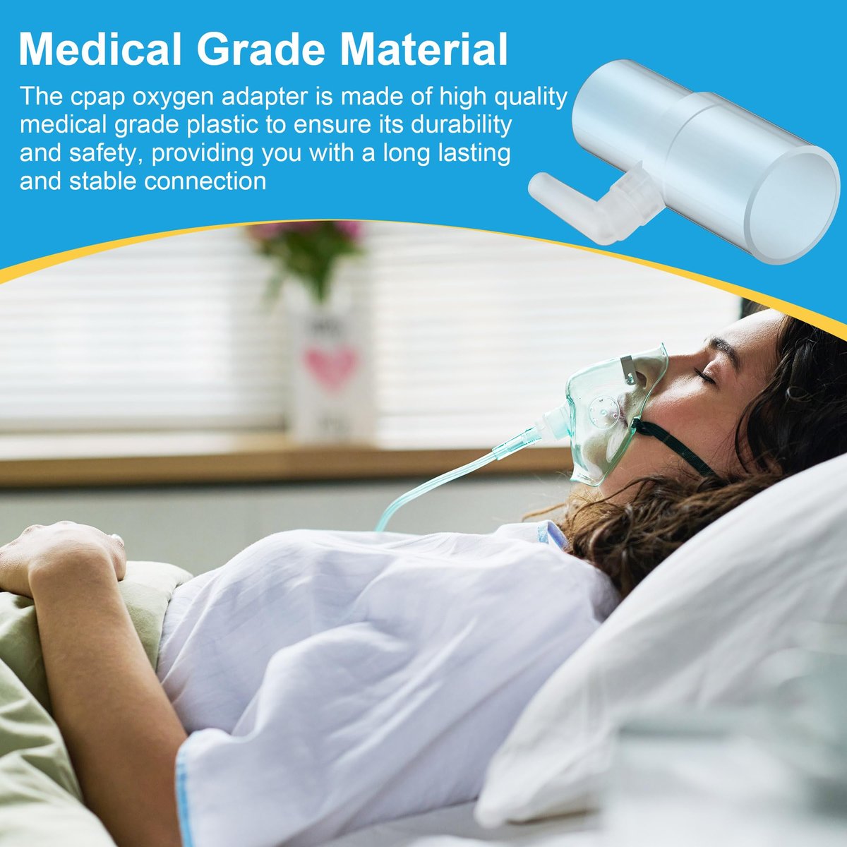 Qiyaz 4er-Pack Sauerstoffanreicherungsadapter, Sauerstoffadapter-Anreicherungsanschluss für CPAP-Schläuche, medizinischer Universal-CPAP-Schlauchverbinder kompatibel mit beheizten und unbeheizten Schläuchen