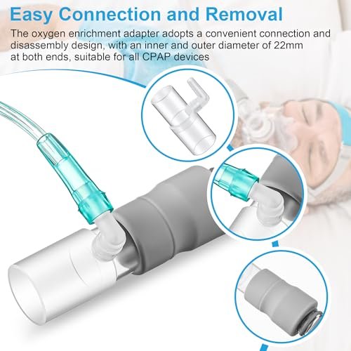 Qiyaz 4er-Pack Sauerstoffanreicherungsadapter, Sauerstoffadapter-Anreicherungsanschluss für CPAP-Schläuche, medizinischer Universal-CPAP-Schlauchverbinder kompatibel mit beheizten und unbeheizten Schläuchen