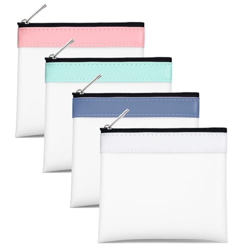 4er-Set durchsichtige Mini Make-up Reißverschlusstaschen, 4,9x4,5 Zoll, kleine wasserdichte Kosmetiktasche für Reisen, als Münztasche für Damen, zur Aufbewahrung von Toilettenartikeln, Bürobedarf