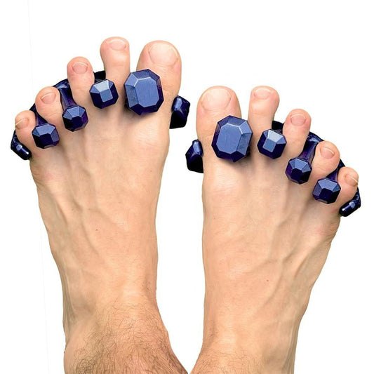 YogaToes® Gems® für Herren – Zehenspreizer & Zehenstretcher aus Gel in Metallic Blau – passt zu Schuhgröße 7+ – Hilft bei Fußschmerzen & steigert die sportliche Leistung