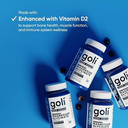 Goli Zero Sugar Magnesium Gummis – 125 mg Magnesiumcitrat mit Vitamin D – Ohne künstliche Süßstoffe, ohne Zuckeralkohole – Vegan, Keto-freundlich, glutenfrei