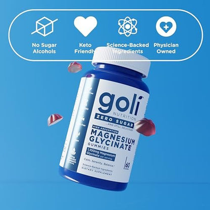Goli Zero Sugar Magnesium Gummis – 125 mg Magnesiumcitrat mit Vitamin D – Ohne künstliche Süßstoffe, ohne Zuckeralkohole – Vegan, Keto-freundlich, glutenfrei