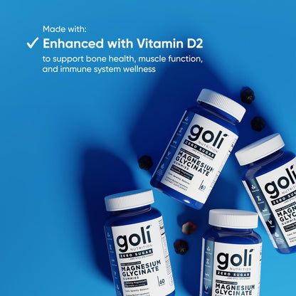 Goli Zero Sugar Magnesium Gummis – 125 mg Magnesiumcitrat mit Vitamin D – Ohne künstliche Süßstoffe, ohne Zuckeralkohole – Vegan, Keto-freundlich, glutenfrei