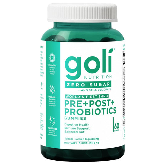 Goli Zero Sugar Pre Pro Postbiotic Gummies - Weltweit erste 3-in-1-Formel mit DE111, XOS, MCC1849 - Ohne Zuckeralkohole - Vegan, Keto-freundlich, Nicht-GVO - 60 Stück
