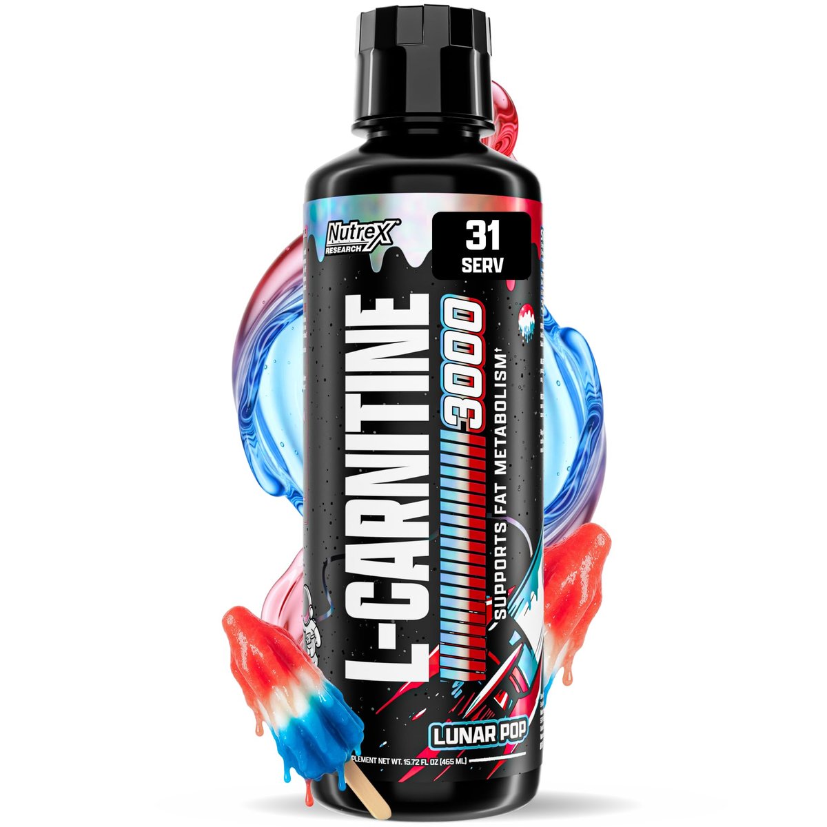 Nutrex Research Liquid Carnitine 3000 | Flüssiges L-Carnitin, stimulanzienfrei, 31 Portionen (Lunar Pop)