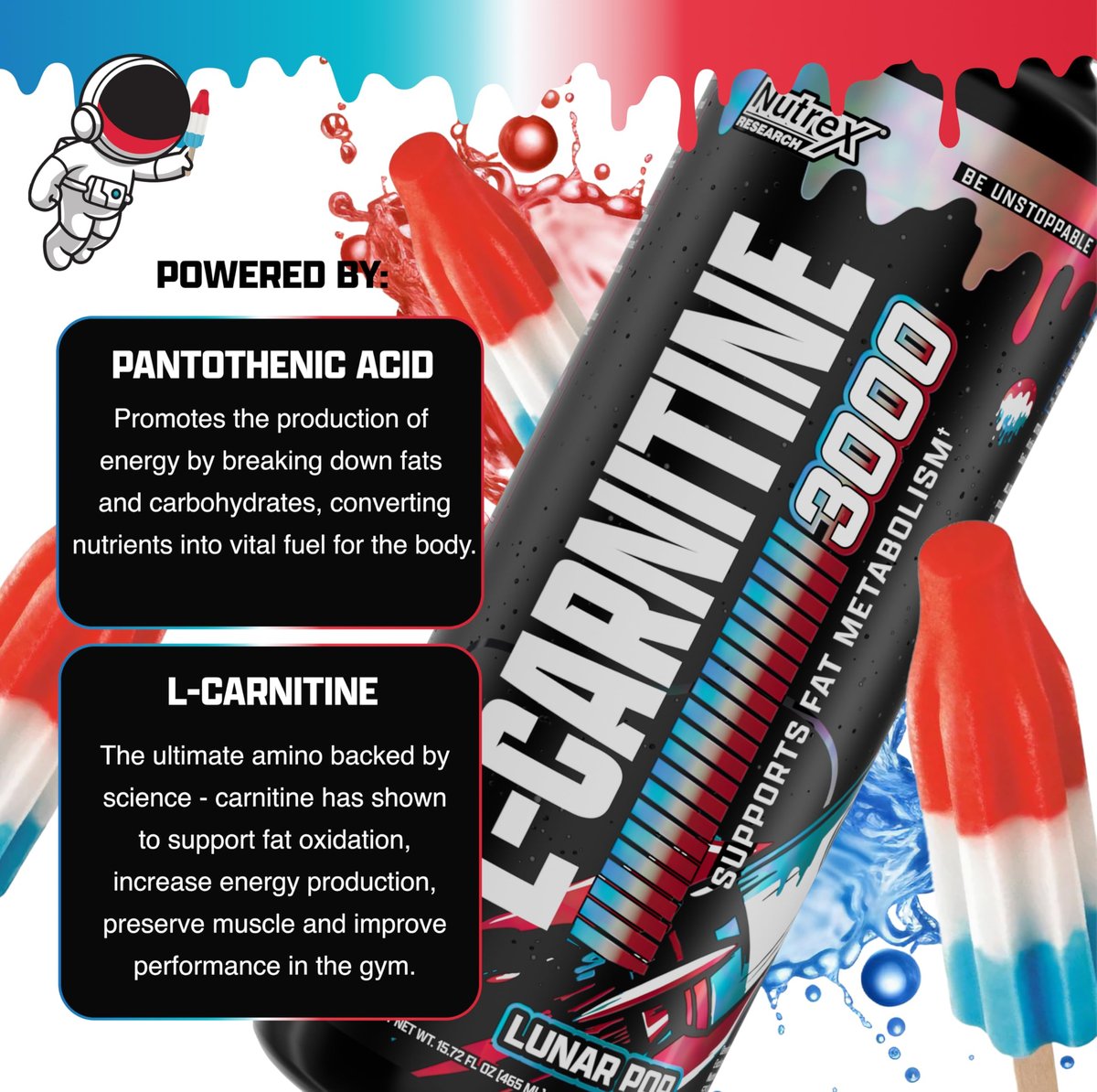 Nutrex Research Liquid Carnitine 3000 | Flüssiges L-Carnitin, stimulanzienfrei, 31 Portionen (Lunar Pop)