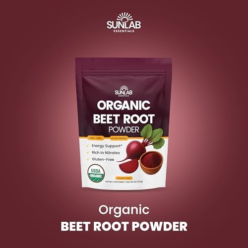 Bio Rote Bete Pulver (227 g) USDA Bio Rote Bete Pulver Nahrungsergänzung - Energie-, Herz- & Immununterstützung für Erwachsene - Vegane Rote Bete Saft - Reich an Nitraten - Ohne Gentechnik, glutenfrei & hergestellt in den USA