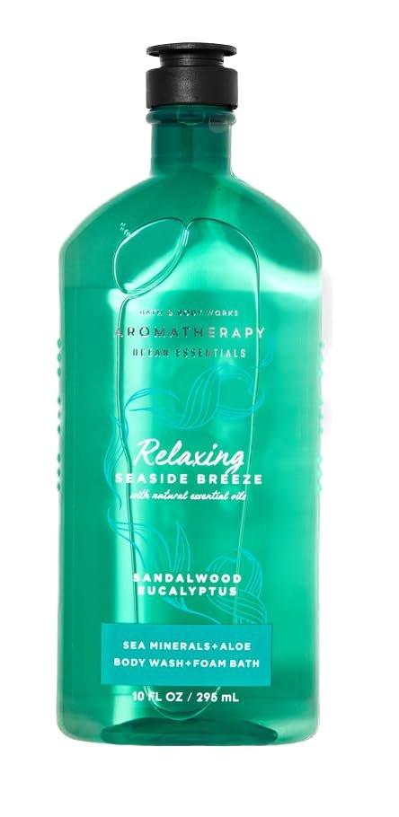 Bath & Body Works Sandalwood Eucalyptus Seaside Breeze Duschgel & Schaumbad mit Meeresmineralien und Aloe Vera, 296 ml