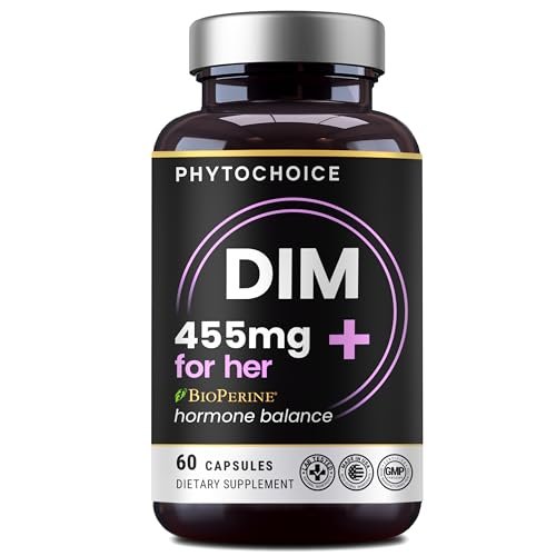 DIM für Frauen 350 mg Hochdosiert mit BioPerine® & Brokkoli-Extrakt – 455 mg Gesamtkomplex für Hormonbalance, Östrogenstoffwechsel, PMS & Wechseljahre Unterstützung, reine Haut & Frauenwohlbefinden, 60 Kapseln