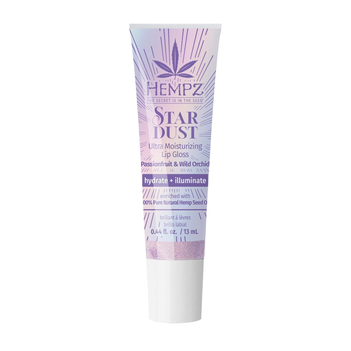 Hempz Star Dust Lip Gloss – Iridescent Glow Shimmer mit Passionsfrucht & Wildorchidee, feuchtigkeitsspendender Lippenbalsam, 12,5 g