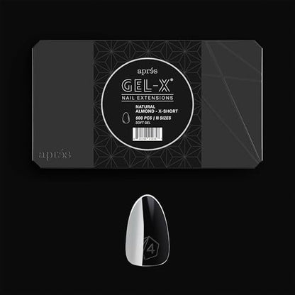 Apres Gel-X® Soft Gel Tip Box | Natürliche Mandelform | 500 Stück Nagelspitzen, 11 Größen 00-9, Premium Qualität (Natürliche Mandelform Extra Kurz)