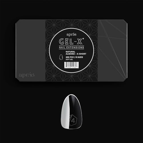 Apres Gel-X® Soft Gel Tip Box | Natürliche Mandelform | 500 Stück Nagelspitzen, 11 Größen 00-9, Premium Qualität (Natürliche Mandelform Extra Kurz)