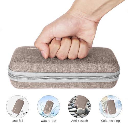 suzamed Insulin Cooler Travel Case, EVA Isolierung Reise-Medizinkoffer mit 2 Kühlpacks für Diabetes-Pflege, Insulin-Pen und anderes Diabetikerzubehör (Braun)