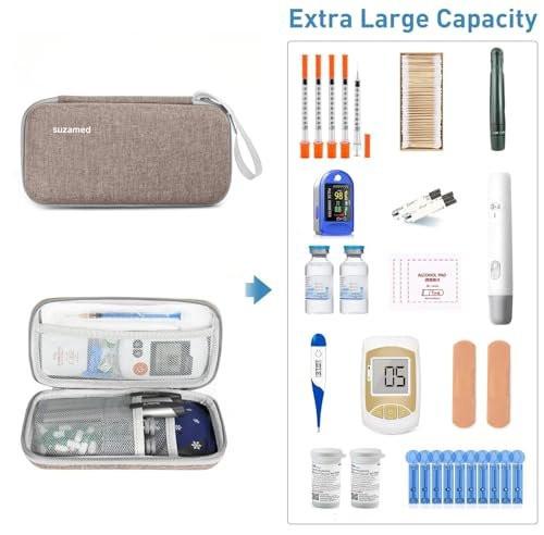 suzamed Insulin Cooler Travel Case, EVA Isolierung Reise-Medizinkoffer mit 2 Kühlpacks für Diabetes-Pflege, Insulin-Pen und anderes Diabetikerzubehör (Braun)
