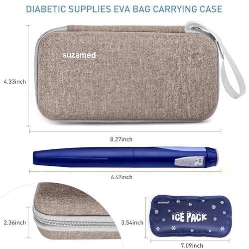 suzamed Insulin Cooler Travel Case, EVA Isolierung Reise-Medizinkoffer mit 2 Kühlpacks für Diabetes-Pflege, Insulin-Pen und anderes Diabetikerzubehör (Braun)