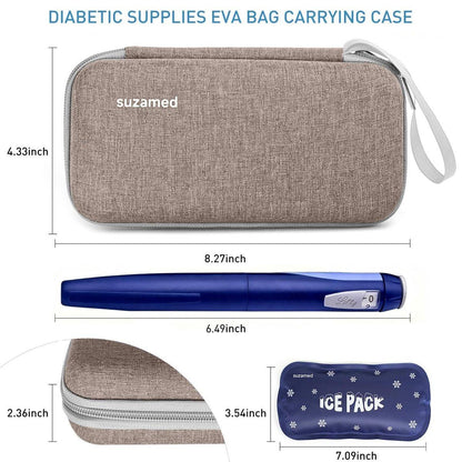 suzamed Insulin Cooler Travel Case, EVA Isolierung Reise-Medizinkoffer mit 2 Kühlpacks für Diabetes-Pflege, Insulin-Pen und anderes Diabetikerzubehör (Braun)
