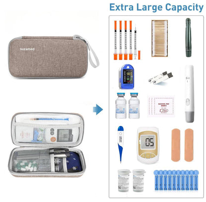 suzamed Insulin Cooler Travel Case, EVA Isolierung Reise-Medizinkoffer mit 2 Kühlpacks für Diabetes-Pflege, Insulin-Pen und anderes Diabetikerzubehör (Braun)