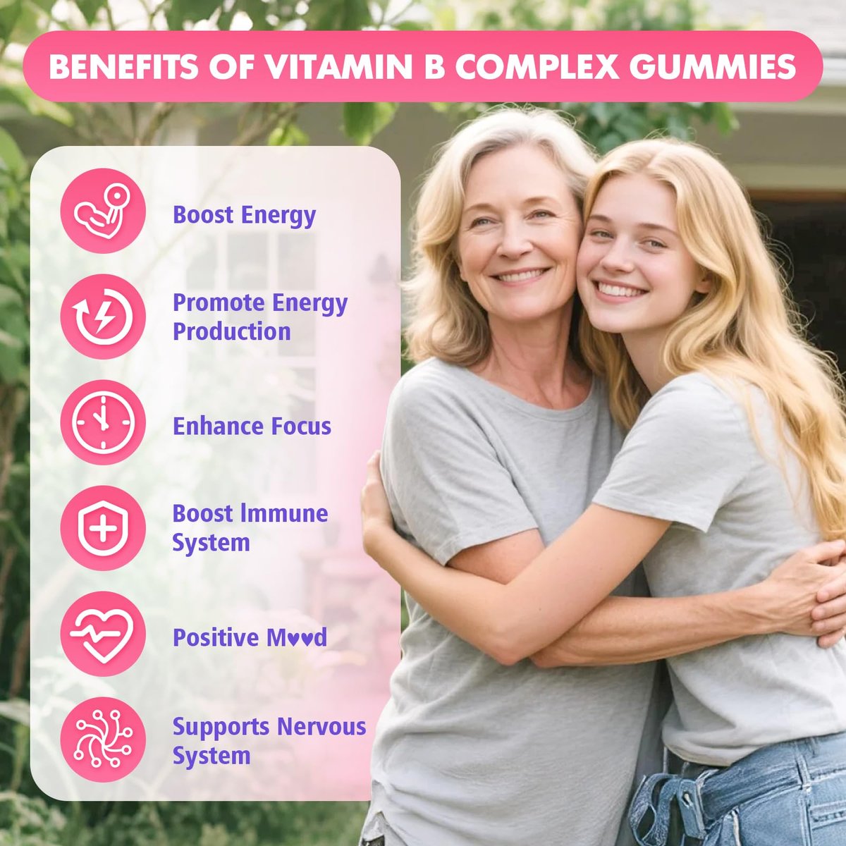 GrnLife Vitamin B Komplex Gummis – Alle B-Vitamine + Methyl B12, B1, B2, B3, B5, B6, Biotin, Methylfolat, Vitamin C, Cholin, Inositol, PABA für Energie & Immununterstützung, Himbeergeschmack, 60 Stück