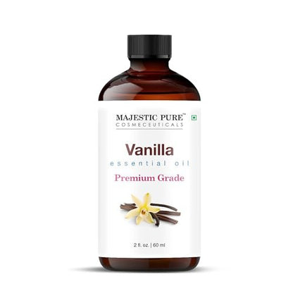 Majestic Pure Vanille Ätherisches Öl mit Glaspipette - 100% rein und natürlich - Ätherische Öle für Diffuser, Aromatherapie, Seifen- und Kerzenherstellung, 60 ml