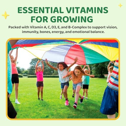 Hovika Magnesium Gummibärchen für Kinder – Magnesiumglycinat mit L-Theanin, Kamille & Multivitaminen für Schlaf, Ruhe & Konzentration – Grüner Apfel & Kiwi mit Füllung, 60 Stück