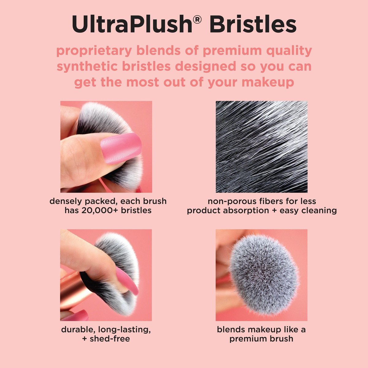 Real Techniques Cherry On Top MesmerEYES Pinsel-Trio – Limited Edition Lidschattenpinsel Set, Vegan & Tierversuchsfrei, Synthetische Borsten
