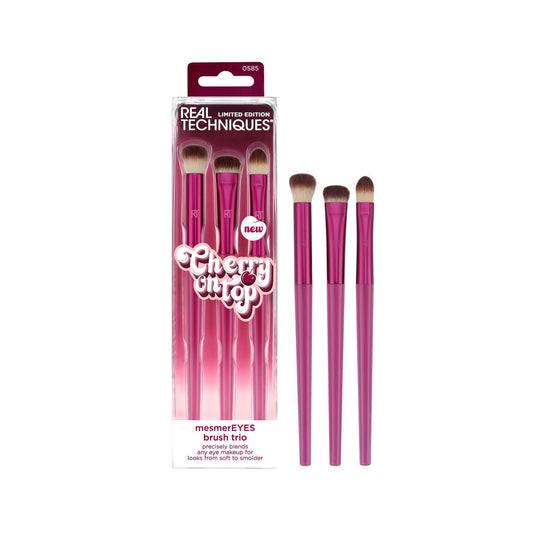 Real Techniques Cherry On Top MesmerEYES Pinsel-Trio – Limited Edition Lidschattenpinsel Set, Vegan & Tierversuchsfrei, Synthetische Borsten