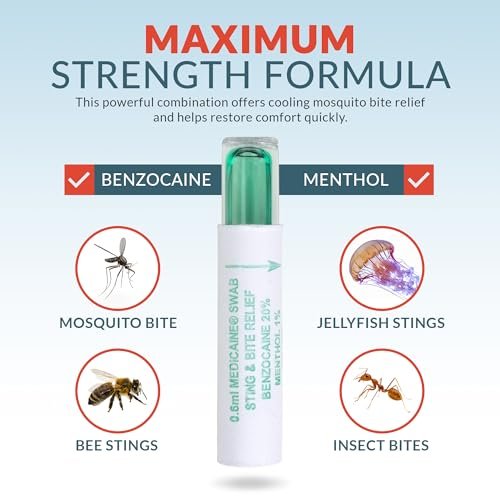 Epic Medical Supply Sting Relief Swab – Sofortige Linderung bei Mückenstichen & Insektenstichen – Max Stärke mit Benzocain & Menthol – 10 Einweg-Tupfer für Insektenstiche, Bienenstiche, Quallen und mehr