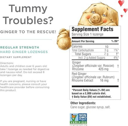 The Ginger People Ginger Rescue Verdauungs-Lutschbonbons (Hart) | Reguläre Stärke - 425mg | Übelkeit, Magenverstimmung, Blähungen & Verdauungsstörungen, 30 Stück (2er-Pack)