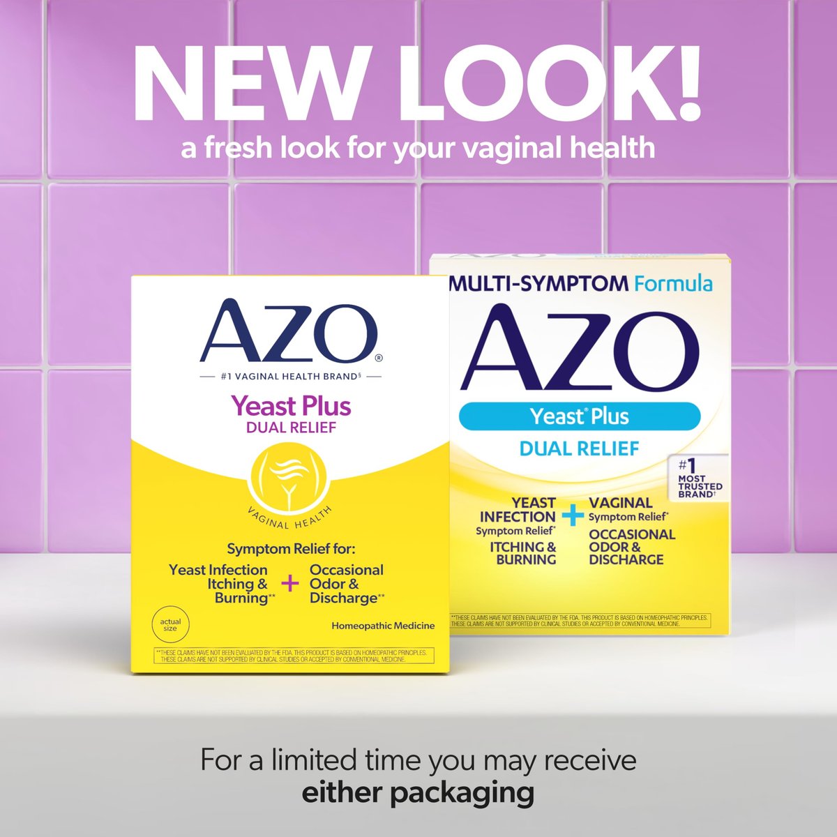 AZO Yeast Plus Dual Homöopathische Hefepilzinfektion Symptomlinderung für Frauen – Vaginaler Juckreiz & Brennen + Geruch & Ausfluss, Intimgesundheit Tabletten, 2er-Pack (60 Stück x2), von der #1 Vaginalgesundheitsmarke!