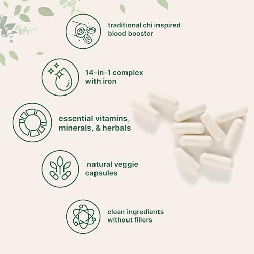 Micro Ingredients Blut-Booster+ Eisenpräparat, 60 vegane Kapseln | 14-in-1 Eisenbisglycinat mit Folat, Vitaminen B, C | Sanfte Formel ohne Nebenwirkungen | Unterstützung für rote Blutkörperchen & Anämie
